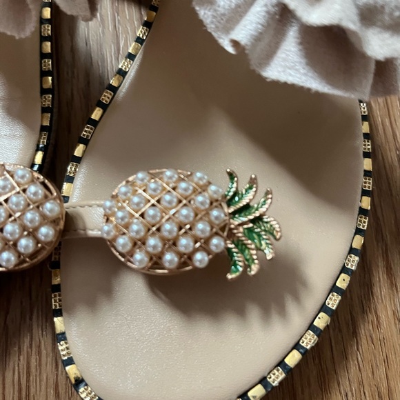 Beige Pearl Pineapple Ruffle Sandals - Picture 5 of 8